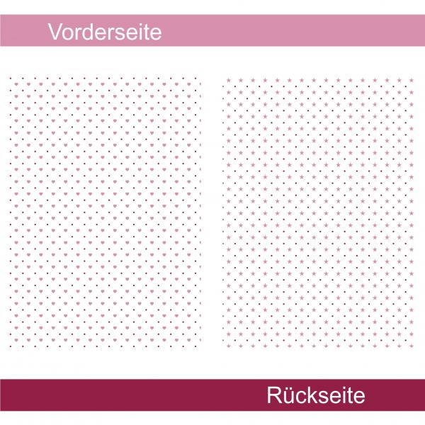 Sterne Herzen himbeer altrosa - Designpapier